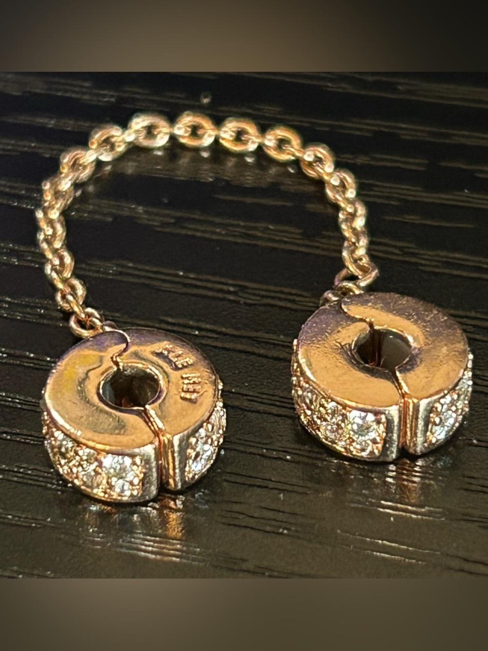 Pandora Rose Gold Pavé safety chain - Women Jewelry
